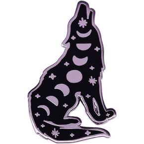 Howling Wolf Lunar Moon Phase enamel pin Celestial Witchy Wizard Bookish Moons Wolfs Gothic Goth jewelry