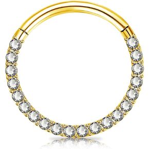 BLISI G23 Titanium Nose Rings Hoop Septum Clicker 16G Hinged Nose Segment Ring Hoop 8mm/9mm/10mm Cubic Zirconia Cartilage Earrings Conch Daith Helix Rook Tragus Ear Body Piercing Jewelry in Kuwait