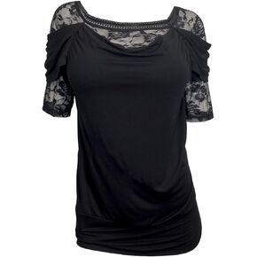 eVogues Floral Lace Sleeve Top Made in USA