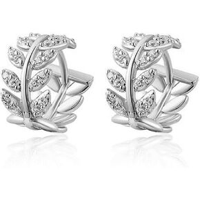 Dainty CZ Leaf Cartilage Huggie Earrings for Women 14K Gold Plated Leaf Small Hoop Earrings Cubic Zirconia Huggie Earrings Lightweight Hypoallergenic Earrings Jewelry Gifts for Women