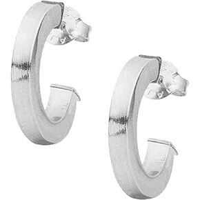 Bianca Petite Square Styled Hoop Earrings in Brushed Silver Plated