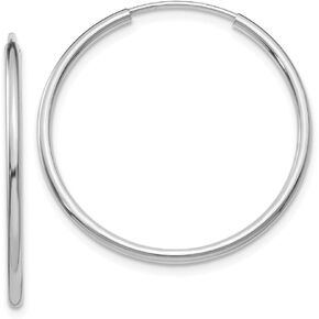 Jewels By Lux 14k White Gold 1.5mm Polished Endle Sterling Silver Hoop Earrings