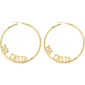 Sorority Shop Delta Delta Delta- Hoop 18K Gold Plated Dainty Earrings for Women - Delta Delta Delta Jewelry with Ideal 2" Diameter Hoops - Delta Delta Delta Gifts