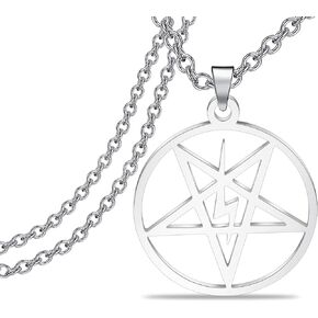 Lywjyb Birdgot Luciferian jewelry Satanic Gift Inverted Pentagram with Lightning Satanic Necklace
