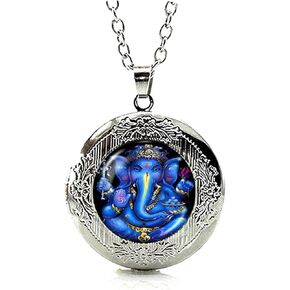 Silver Tone Lord Ganesh Ganesha Locket Pendant Necklace Fashion Jewelry