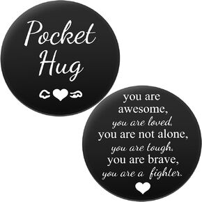 Pocket Hug Token Inspirational Gifts for Teen Girls Boys Get Well Soon Gifts for Women Men Graduation Gifts for Friend BFF Christmas Birthday Stocking Stuffers for Him Her Black