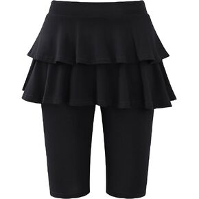 Deuerr Girls Knee-Length Leggings with Skirt Summer Stretchy Athletic Pants for Girl 4-10 Years