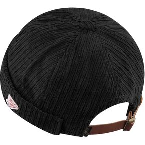 CLAPE Brimless Beanie Hat Corduroy Watch Cap Rolled Cuff Docker Leon Skull Harbour Hat Unisex