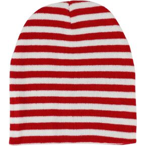 Red White Stripe Short Skull Beanie