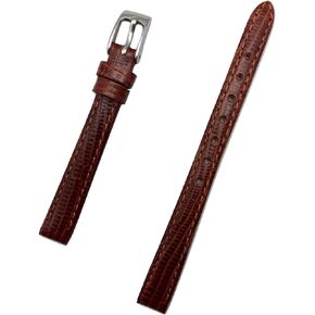 10mm Brown Genuine Leather Watchband | Tail Lizard Grain, Lightly Padded Replacement Watchstrap that brings New Life to Any Watch (Womens Standard Length)