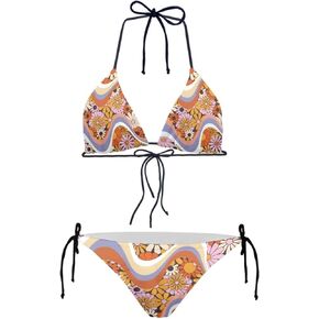UNICEU Animals Pattern Women's Bikini Swimwear Top and Side Tie Sexy Swimsuits