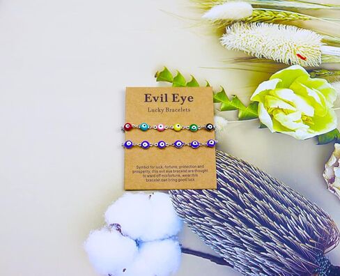 3 قطع من أساور عين الشر للنساء والرجال والفتيات، مصنوعة يدويًا من الفولاذ المقاوم للصدأ، مجوهرات عيون شريرة لهدايا أفضل الأصدقاء للعائلة in Kuwait