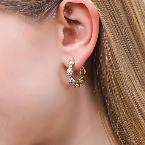 ToHeart 14k Gold Plated Huggie Hoop Earrings for Womens Lightweight Hypoallergenic Cubic Zirconia Earrings, Silver, No Gemstone in Kuwait