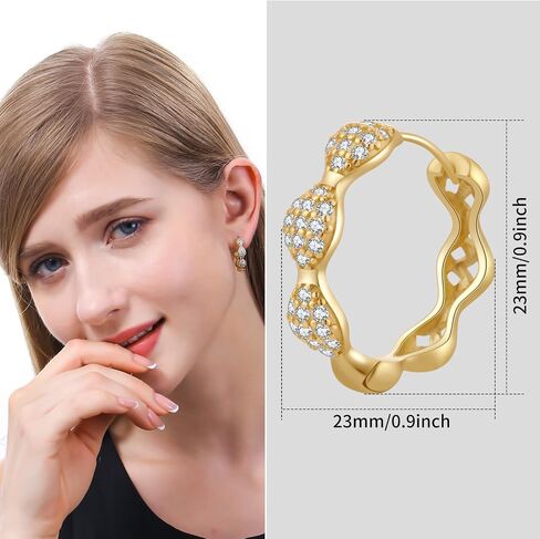 ToHeart 14k Gold Plated Huggie Hoop Earrings for Womens Lightweight Hypoallergenic Cubic Zirconia Earrings, Silver, No Gemstone in Kuwait