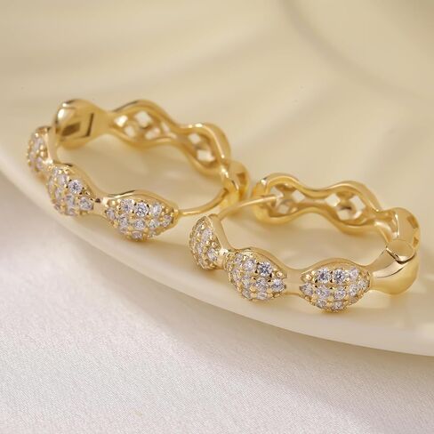 ToHeart 14k Gold Plated Huggie Hoop Earrings for Womens Lightweight Hypoallergenic Cubic Zirconia Earrings, Silver, No Gemstone in Kuwait