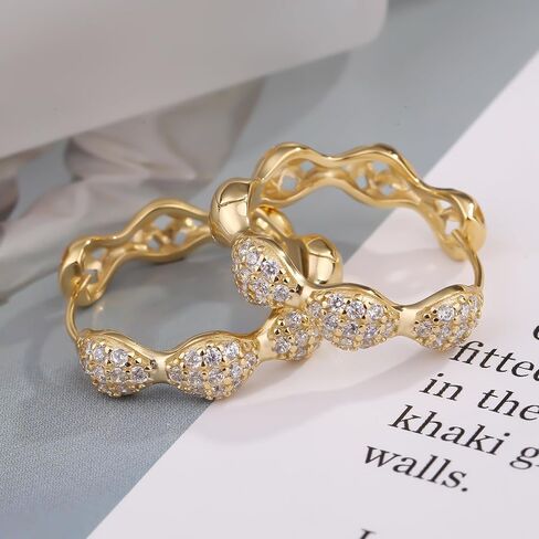 ToHeart 14k Gold Plated Huggie Hoop Earrings for Womens Lightweight Hypoallergenic Cubic Zirconia Earrings, Silver, No Gemstone in Kuwait