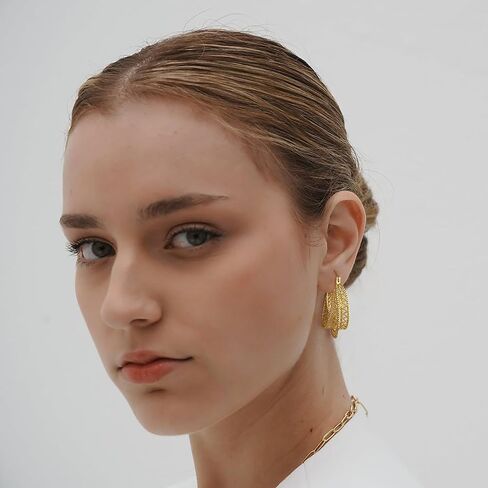 INNERDIVA الذهب الجوف التدريجي مكتنزة هوب أقراط خمر تخريمية هوب أقراط واسعة هوب أقراط للنساء مجوهرات هدايا in Kuwait