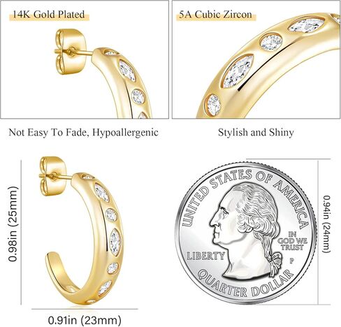 أقراط دائرية من الفضة عيار 925 من Ritach للنساء مطلية بالفضة الإسترلينية ولا تسبب الحساسية، أقراط هاجي مكتنزة سميكة للفتيات المراهقات in Kuwait