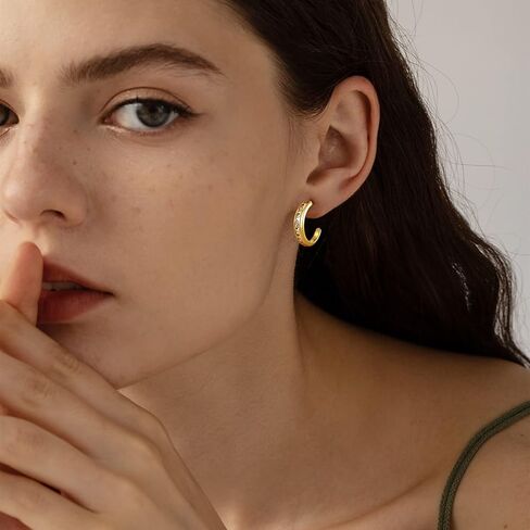 أقراط دائرية من الفضة عيار 925 من Ritach للنساء مطلية بالفضة الإسترلينية ولا تسبب الحساسية، أقراط هاجي مكتنزة سميكة للفتيات المراهقات in Kuwait