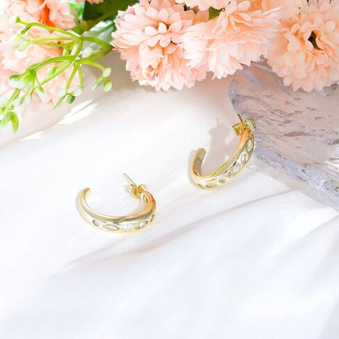 أقراط دائرية من الفضة عيار 925 من Ritach للنساء مطلية بالفضة الإسترلينية ولا تسبب الحساسية، أقراط هاجي مكتنزة سميكة للفتيات المراهقات in Kuwait