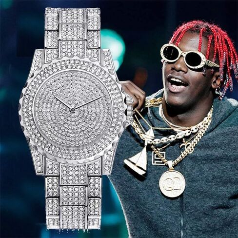 ساعة فانميس الفاخرة للجنسين مرصعة بالكريستال العائم والألماس والتقويم الرقمي كوارتز ساعة رسمية للعمل ومؤشر مضيء مع سوار من الفولاذ المقاوم للصدأ in Kuwait