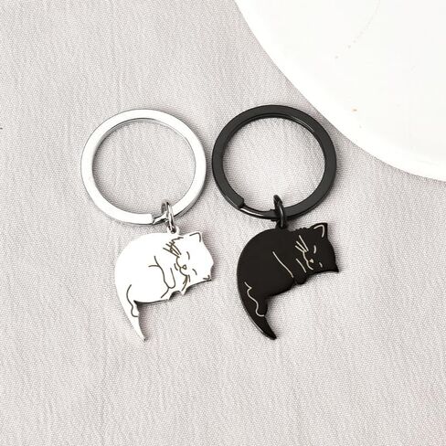 His and Hers Gifts for Couples Matching Cat Keychains for Boyfriend Husband Birthday Gift from Wife Girlfriend Anniversary Day Gifts for Women I Love You Gifts for Him Her Best Friend Christmas Gifts, in Saudi Arabia
