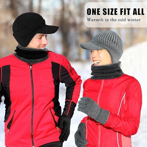 8 قطع قبعة الشتاء قبعة صغيرة وشاح قفازات وجوارب مجموعة قبعة موزع الصحف مع قناع وغطاء للأذنين قبعة جمجمة متماسكة بيني in Kuwait