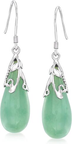 Ross-Simons Jade Teardrop Earrings in Sterling Silver, Gemstone, Jade in Saudi Arabia