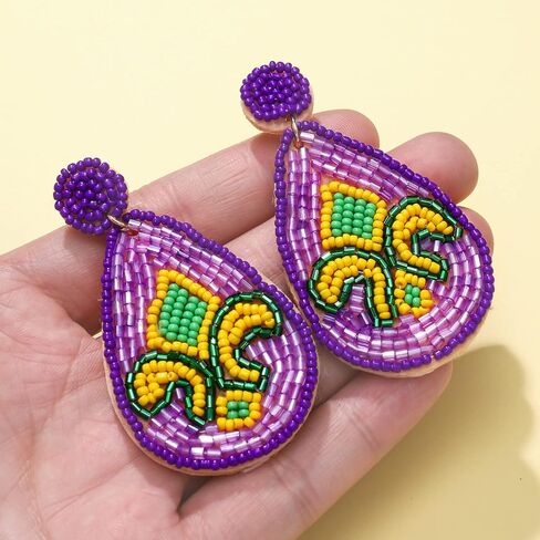 Mardi Gras Beaded Earrings Dangling Festival Boho Mask Llama Seed Bead Dangle Earrings Statement Fun Alpaca Drop Earrings for Women Carnival Parade Party Jewelry in Kuwait
