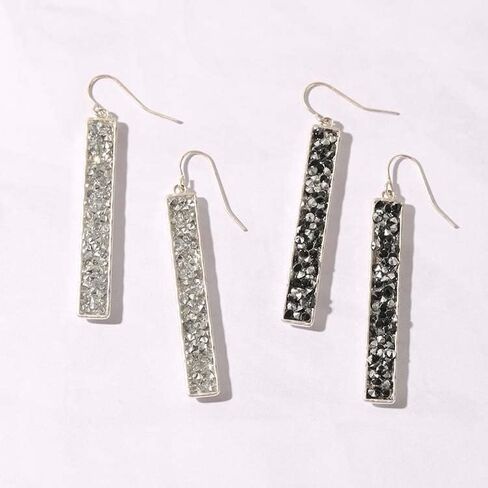 أقراط بونالونا المتدلية من حجر الراين الكريستالي الأبيض المتلألئ والجليتر على شكل دائرة معدنية للنساء in Kuwait