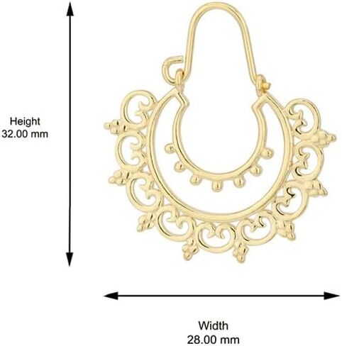 18K Gold Plated Jewelry - Bohemian Style Filigree Earring - Beautifully Designed Handcrafted Lightweight Elegant Classic Designer Jewelry for Women in Saudi Arabia
