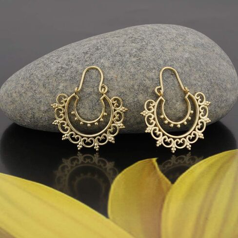 18K Gold Plated Jewelry - Bohemian Style Filigree Earring - Beautifully Designed Handcrafted Lightweight Elegant Classic Designer Jewelry for Women in Saudi Arabia