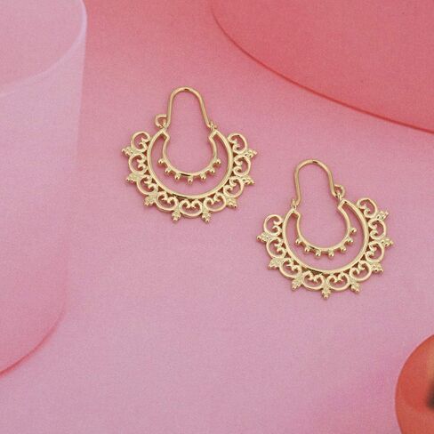 18K Gold Plated Jewelry - Bohemian Style Filigree Earring - Beautifully Designed Handcrafted Lightweight Elegant Classic Designer Jewelry for Women in Saudi Arabia