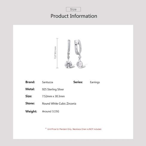 Santuzza Sterling Silver Simulated Diamond Hypoallergenic Earrings for Women in Saudi Arabia