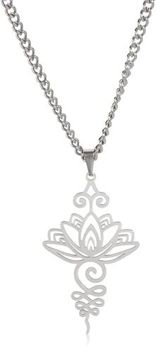 Rrdaily Artistic Lotus Necklace for Women Teen Girls Yoga Healing Charm Pendant Necklace Stainless Steel Hollow Lotus Necklace Mother's Day Valentine's Day Jewelry in Kuwait