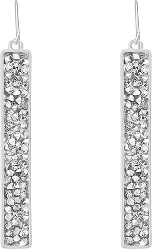 أقراط بونالونا المتدلية من حجر الراين الكريستالي الأبيض المتلألئ والجليتر على شكل دائرة معدنية للنساء in Kuwait