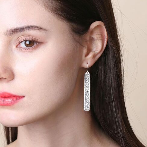 أقراط بونالونا المتدلية من حجر الراين الكريستالي الأبيض المتلألئ والجليتر على شكل دائرة معدنية للنساء in Kuwait