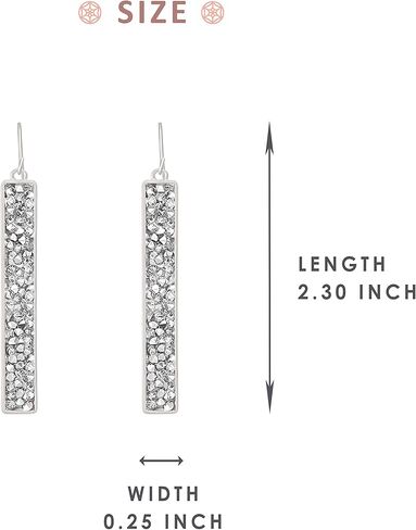 أقراط بونالونا المتدلية من حجر الراين الكريستالي الأبيض المتلألئ والجليتر على شكل دائرة معدنية للنساء in Kuwait