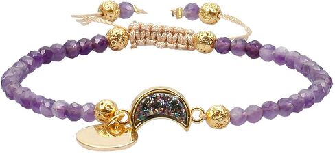 TUMBEELLUWA Beads Bracelets Faceted Stone 4mm Healing Crystal Bracelet Half Moon Shape Druzy Adjustable Handmade Jewelry for Women in Saudi Arabia