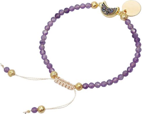TUMBEELLUWA Beads Bracelets Faceted Stone 4mm Healing Crystal Bracelet Half Moon Shape Druzy Adjustable Handmade Jewelry for Women in Saudi Arabia