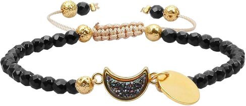 TUMBEELLUWA Beads Bracelets Faceted Stone 4mm Healing Crystal Bracelet Half Moon Shape Druzy Adjustable Handmade Jewelry for Women in Saudi Arabia
