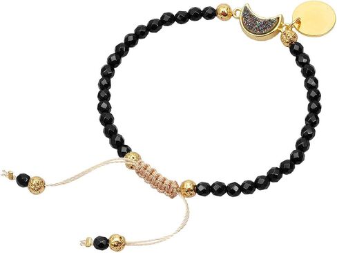 TUMBEELLUWA Beads Bracelets Faceted Stone 4mm Healing Crystal Bracelet Half Moon Shape Druzy Adjustable Handmade Jewelry for Women in Saudi Arabia