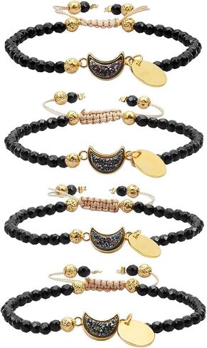 TUMBEELLUWA Beads Bracelets Faceted Stone 4mm Healing Crystal Bracelet Half Moon Shape Druzy Adjustable Handmade Jewelry for Women in Saudi Arabia