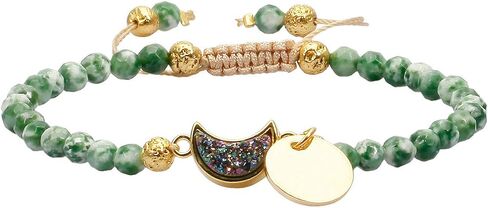 TUMBEELLUWA Beads Bracelets Faceted Stone 4mm Healing Crystal Bracelet Half Moon Shape Druzy Adjustable Handmade Jewelry for Women in Saudi Arabia