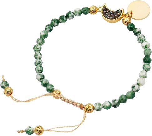 TUMBEELLUWA Beads Bracelets Faceted Stone 4mm Healing Crystal Bracelet Half Moon Shape Druzy Adjustable Handmade Jewelry for Women in Saudi Arabia