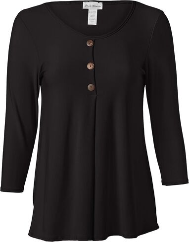 Star Vixen Women's Elbow Sleeve Button Front Flowy Tank Top with Pleated Detail in Saudi Arabia