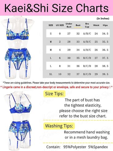 Kaei&Shi Floral Embroidered Sheer,Underwire,High Waisted Belt,Thong,Garter Lingerie Set in Saudi Arabia