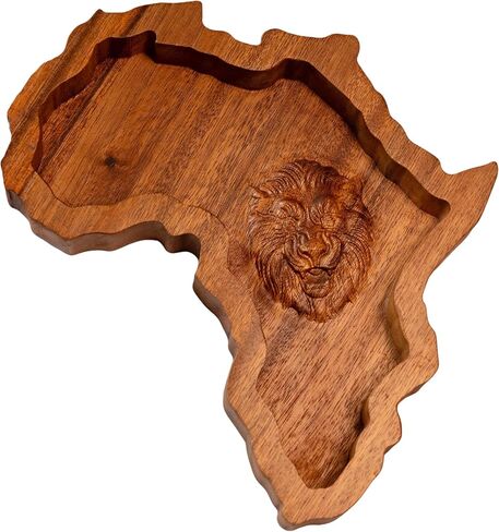African Map-Shaped Wooden Jewelry Tray | Dual-Purpose Storage & Wall Décor | Crafted from Exquisite South American Walnut | Flawlessly Varnished | Dimensions: 10.47x11.22x1.77 inches. in Saudi Arabia