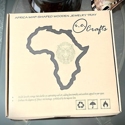 African Map-Shaped Wooden Jewelry Tray | Dual-Purpose Storage & Wall Décor | Crafted from Exquisite South American Walnut | Flawlessly Varnished | Dimensions: 10.47x11.22x1.77 inches. in Saudi Arabia