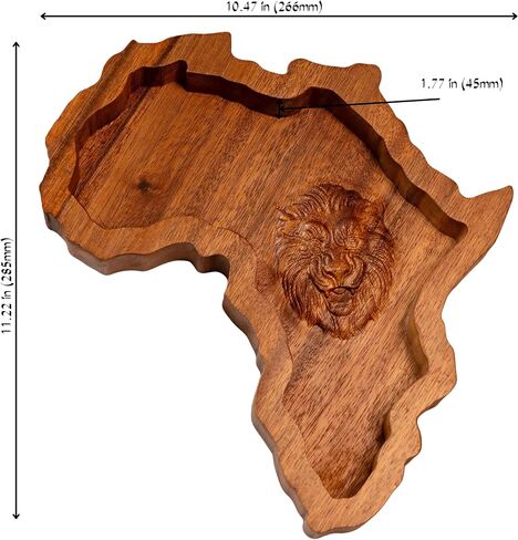 African Map-Shaped Wooden Jewelry Tray | Dual-Purpose Storage & Wall Décor | Crafted from Exquisite South American Walnut | Flawlessly Varnished | Dimensions: 10.47x11.22x1.77 inches. in Saudi Arabia